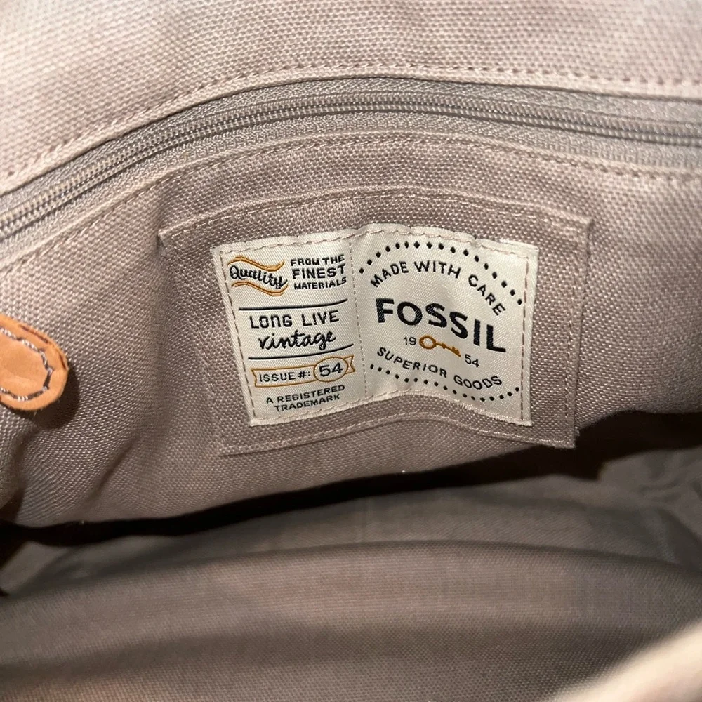 Fossil Vintage Canvas & Leather Messenger Crossbody Bag Shoulder/Crossbody Bag - Picture 7 of 11